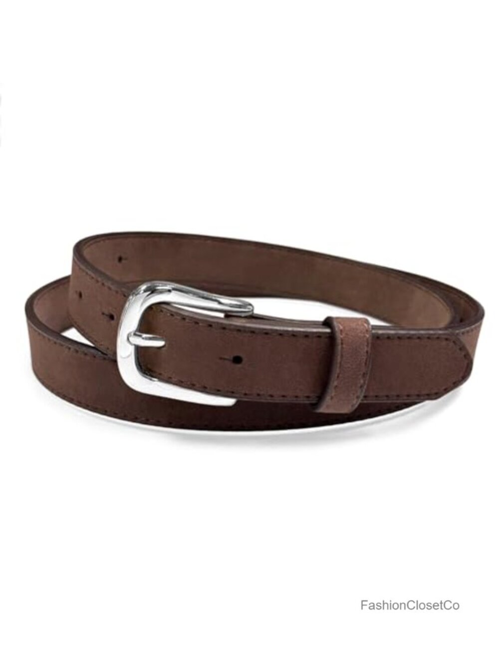 Genuine Suede Leather Casual Dress Jean Belt 1" Wide Snap-On Buckle